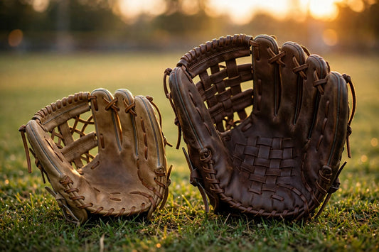 Infield glove and outfield glove side by side