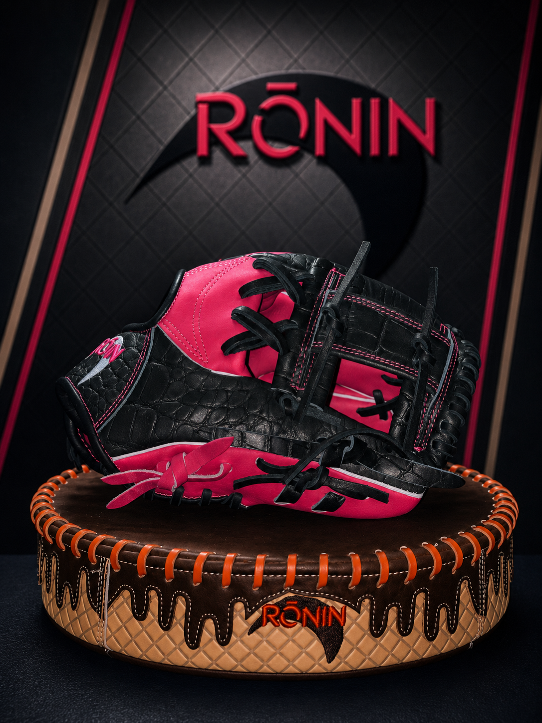 Black and pink Ronin Black Orchid baseball glove
